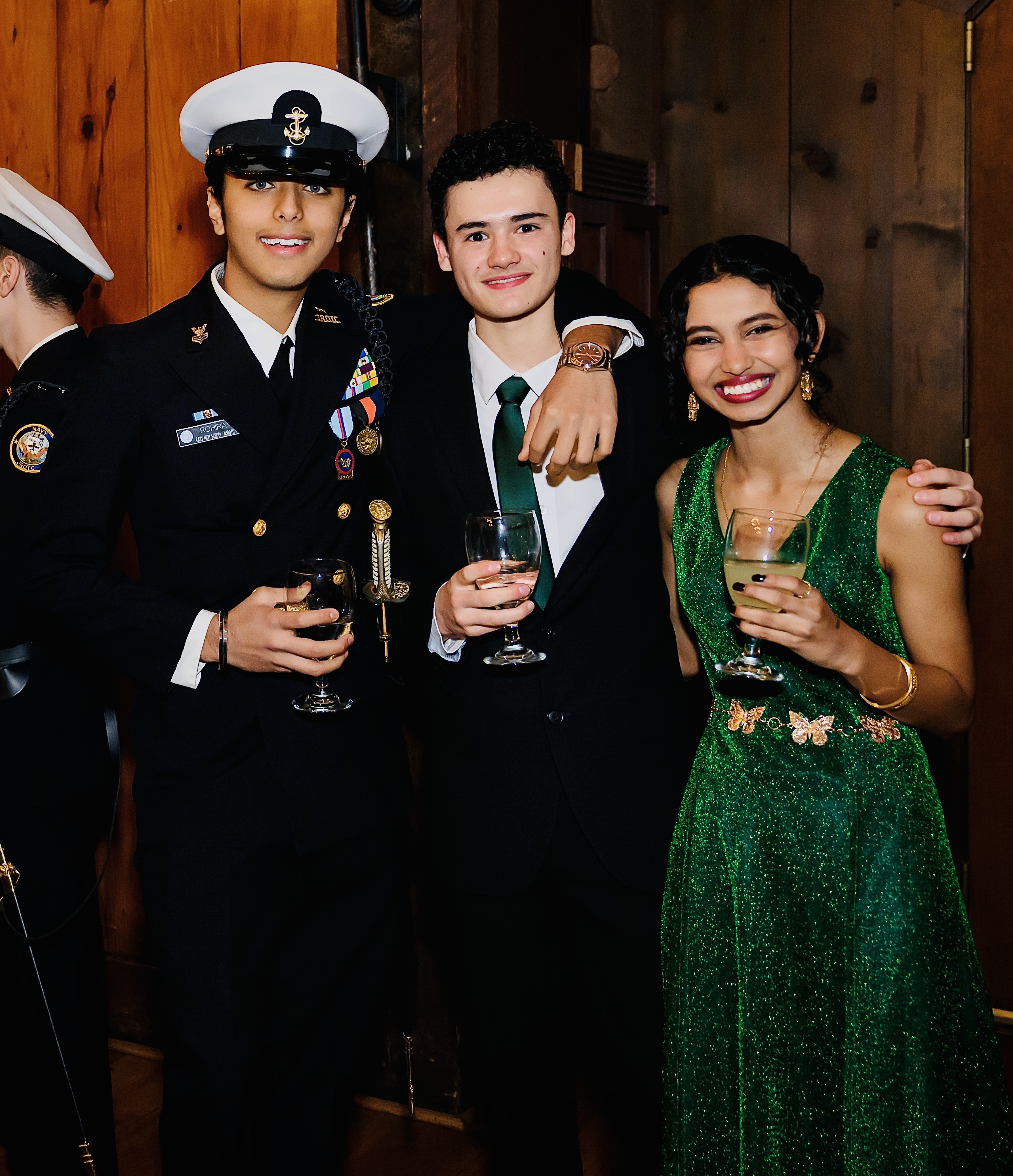 Aryan Rohira in full military uniform attending a formal ball